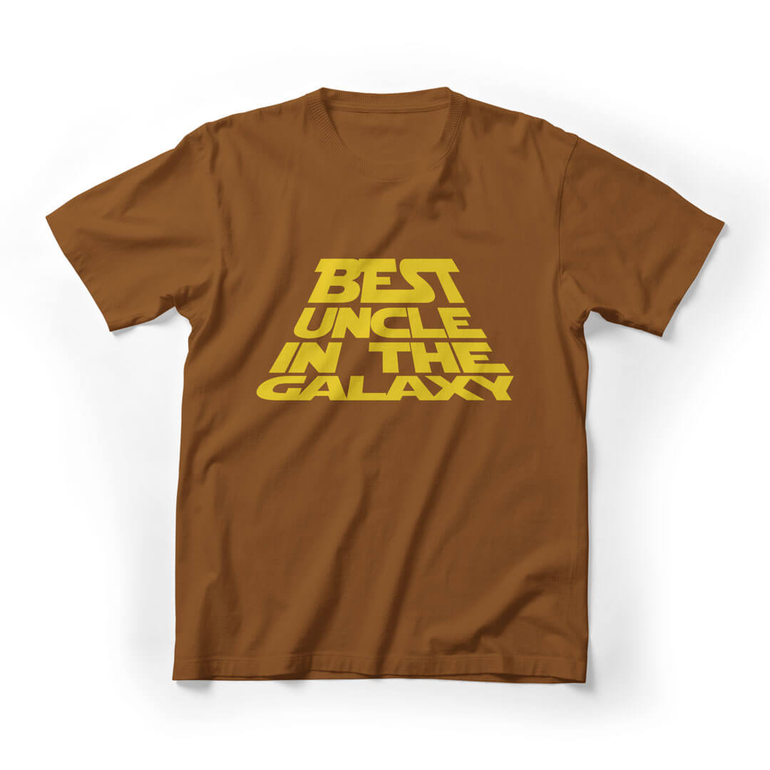 Best Uncle In The Galaxy Funny Graphic Tee - Brown