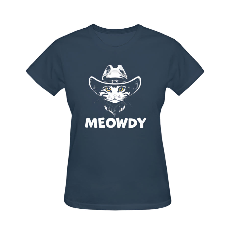 Meowdy Cute Cat Graphic Tee - Navy