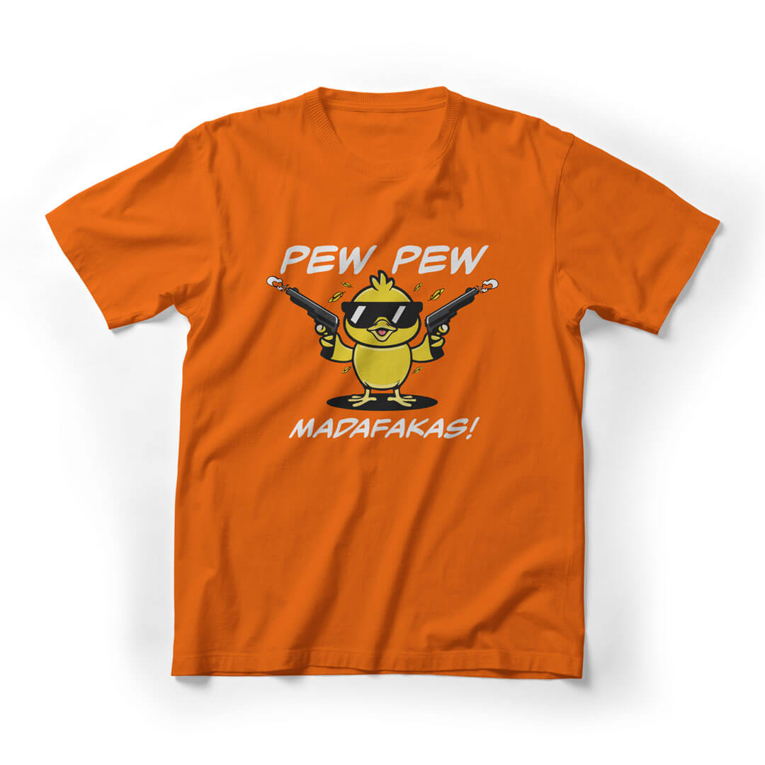 Pew Pew Madafakas Graphic Tee - men - orange