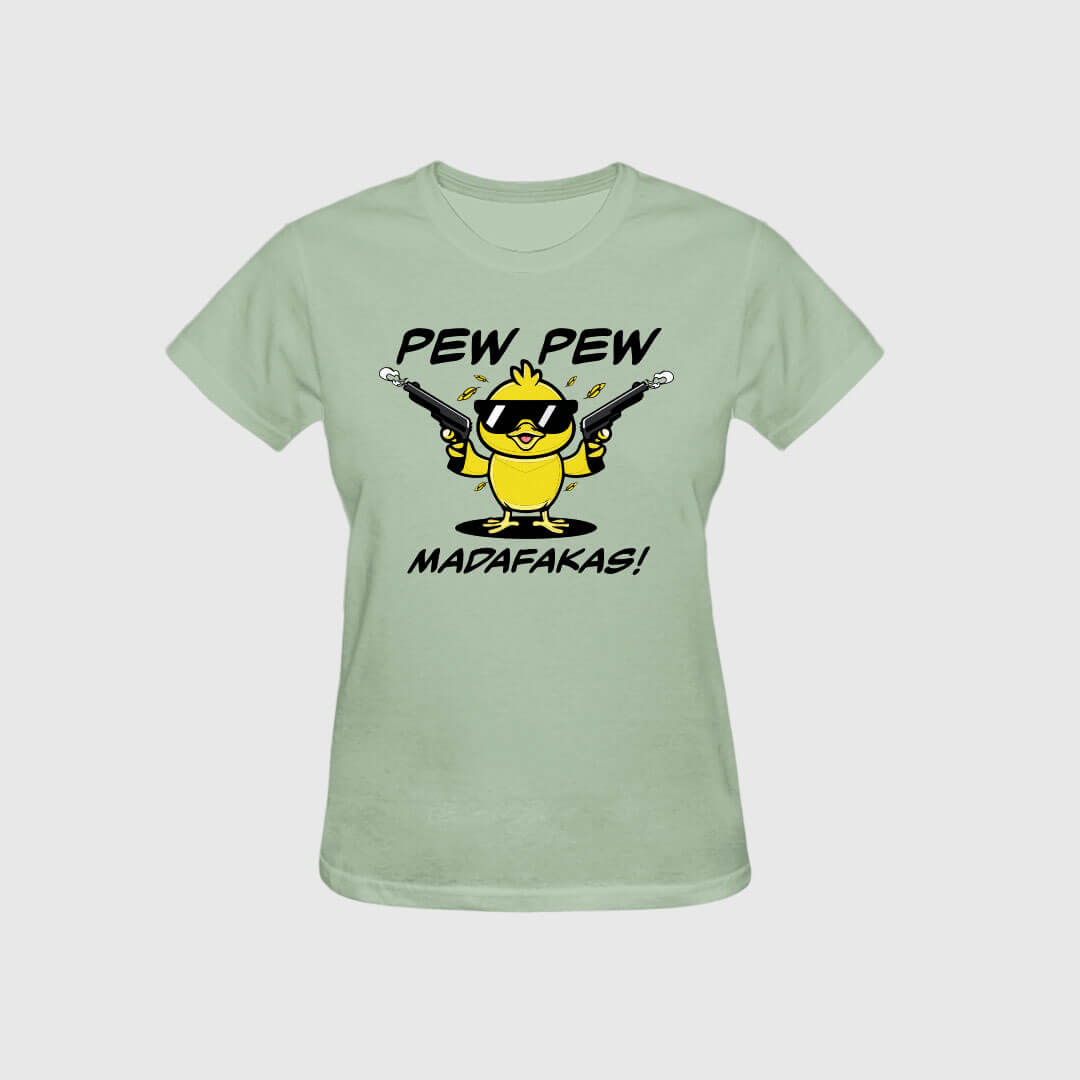 Pew Pew Madafakas Graphic Tee - women - sage green
