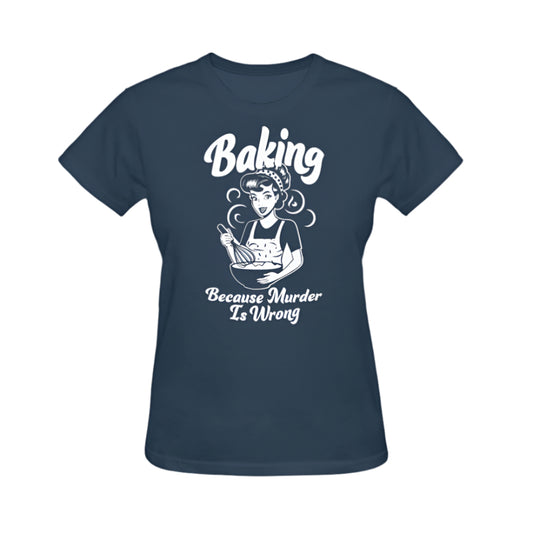 Baking Because Murder Is Wrong Graphic Tee - Navy