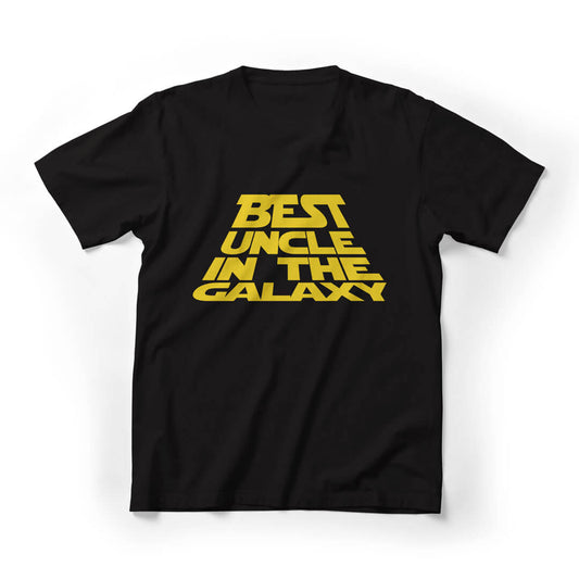 Best Uncle In The Galaxy Funny Graphic Tee - Black