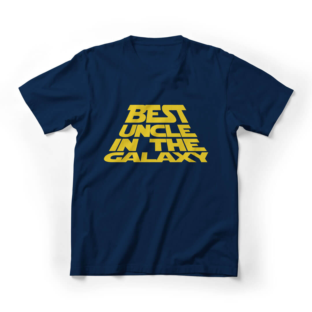 Best Uncle In The Galaxy Funny Graphic Tee - Navy