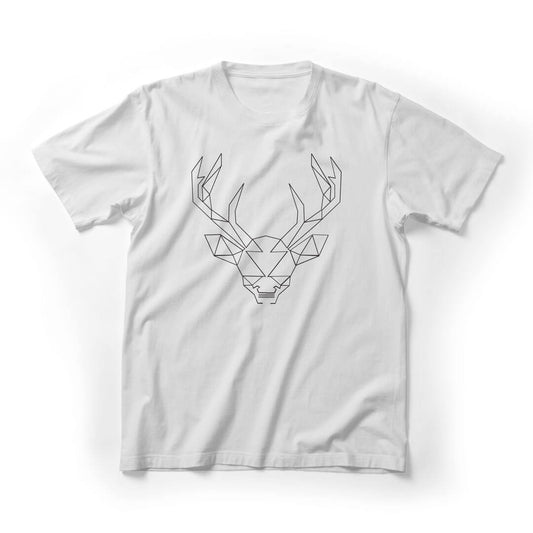 Geometric Deer Head Graphic Tee - White