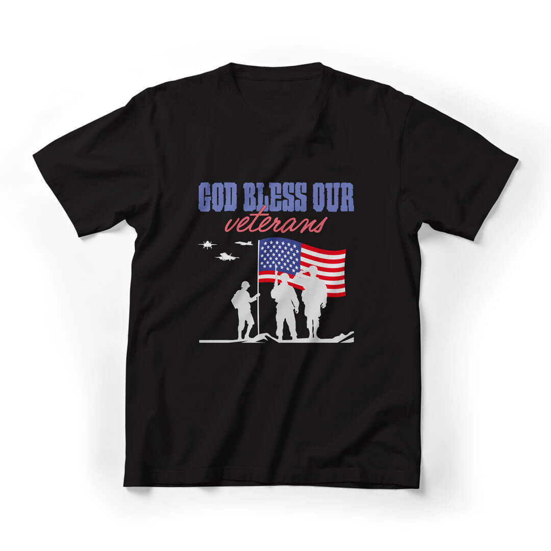 God Bless Our Veteran Graphic Tee - Black