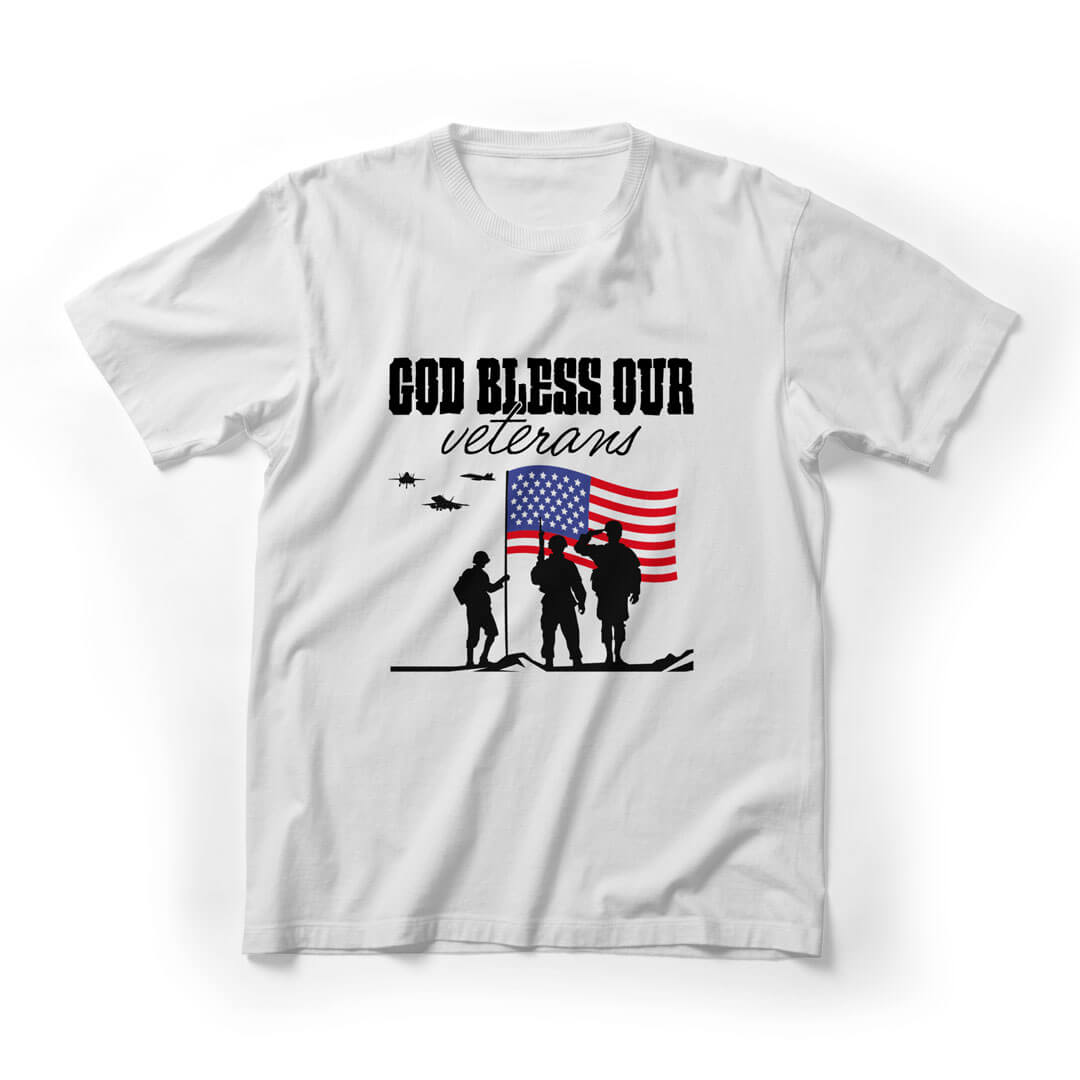 God Bless Our Veteran Graphic Tee - White