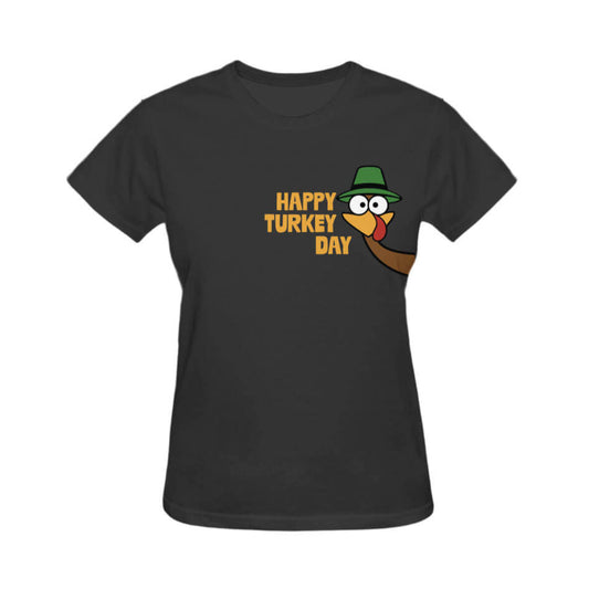 Happy Turkey Day Thanksgiving Graphic Tee - Black