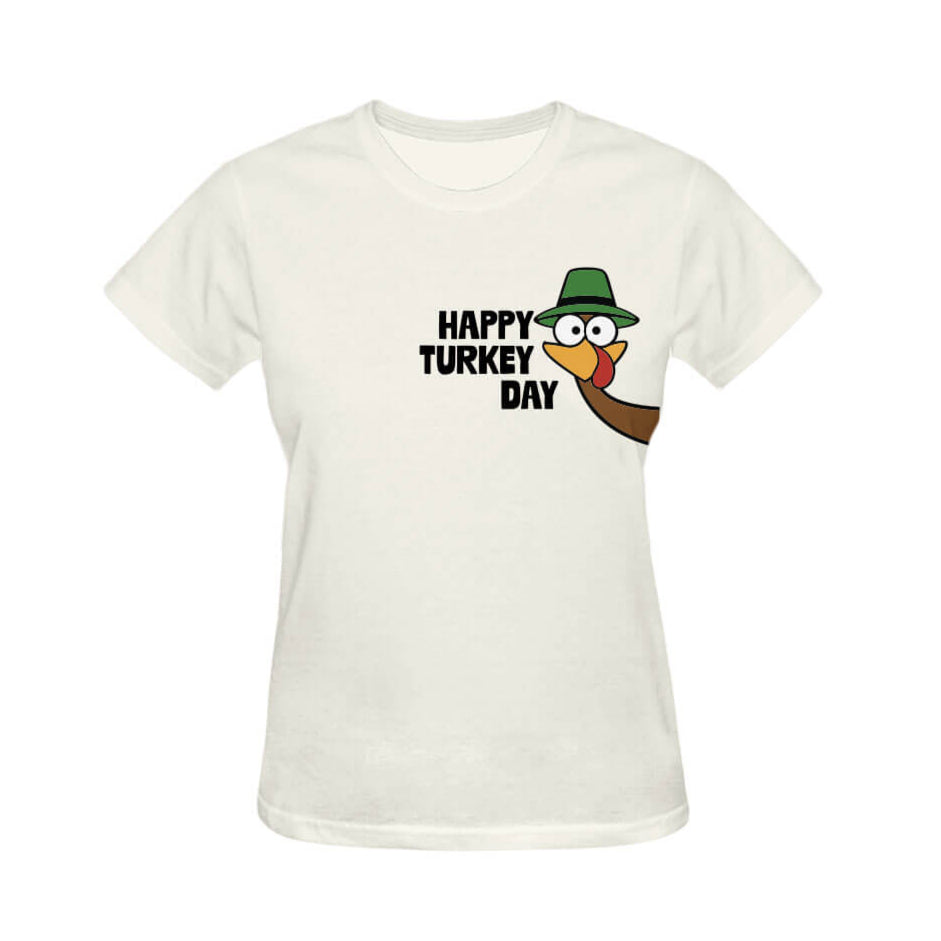 Happy Turkey Day Thanksgiving Graphic Tee - Cream
