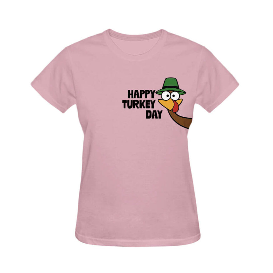 Happy Turkey Day Thanksgiving Graphic Tee - Dusty Pink