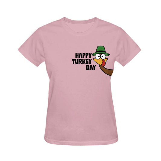 Happy Turkey Day Thanksgiving Graphic Tee - Dusty Pink