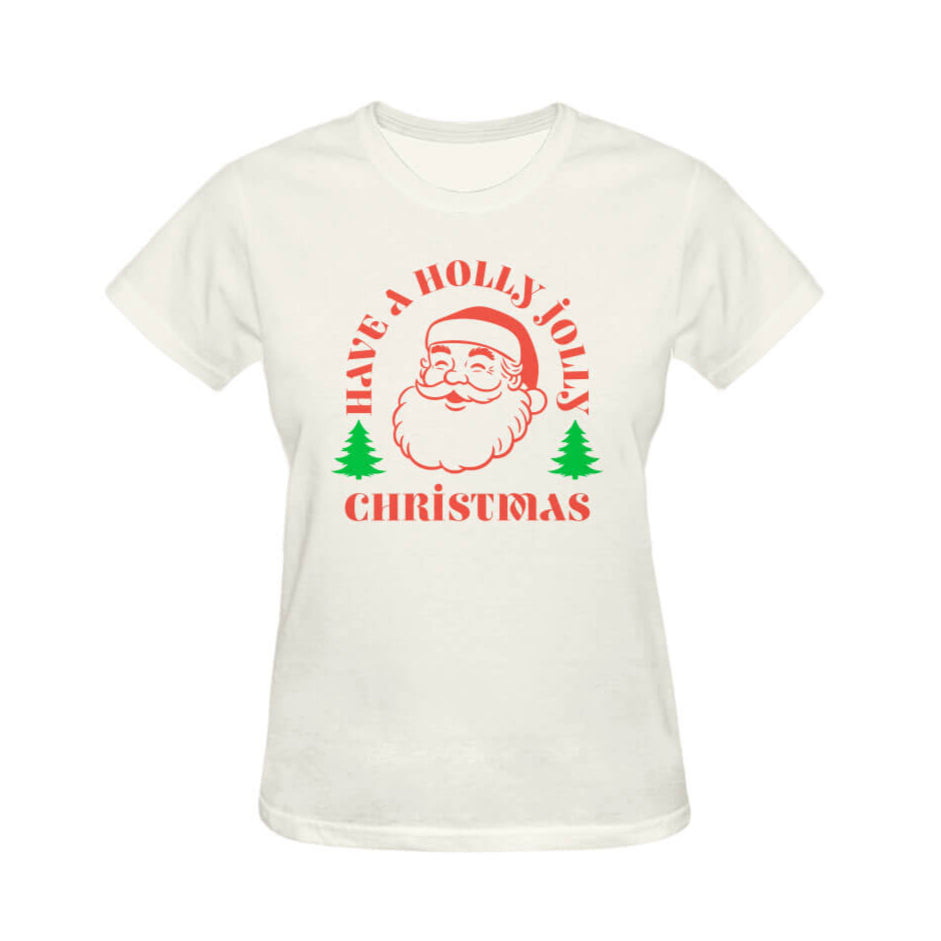 Holly Jolly Christmas Graphic Tee - Cream