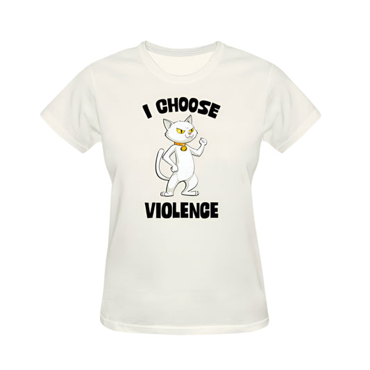 I Choose Violence Cat Graphic Tee - Cream