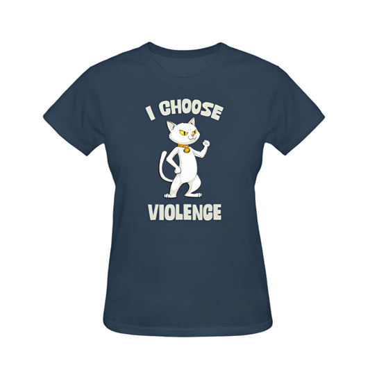 I Choose Violence Cat Graphic Tee - Navy