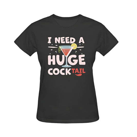 I Need A Huge Cocktail Graphic Tee - Black