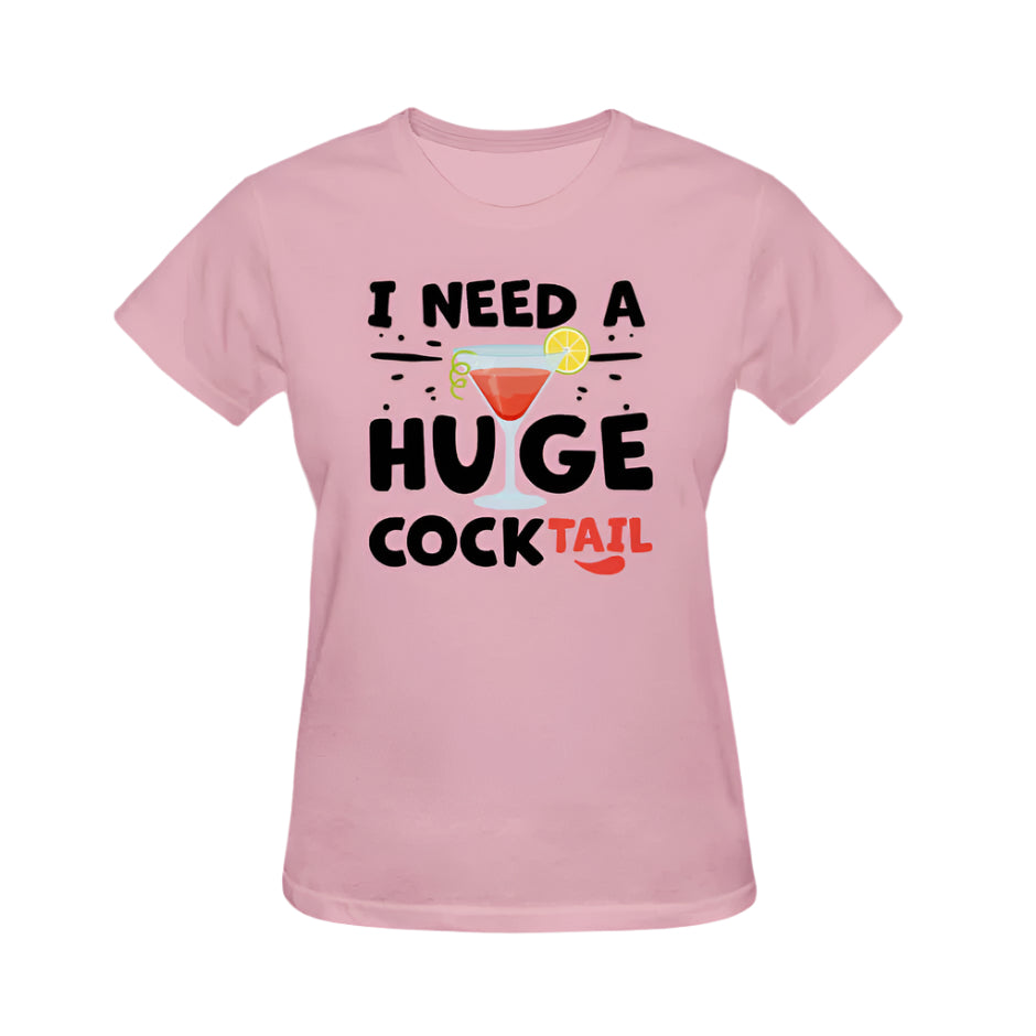 I Need A Huge Cocktail Graphic Tee - Dusty Pink