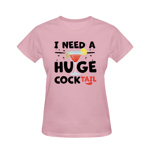 I Need A Huge Cocktail Graphic Tee - Dusty Pink