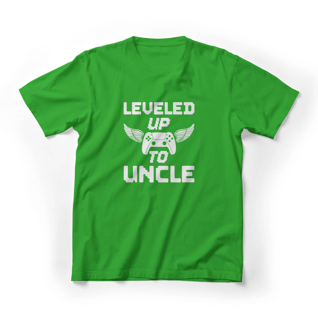 Leveled Up Funny Uncle Graphic Tee - Green