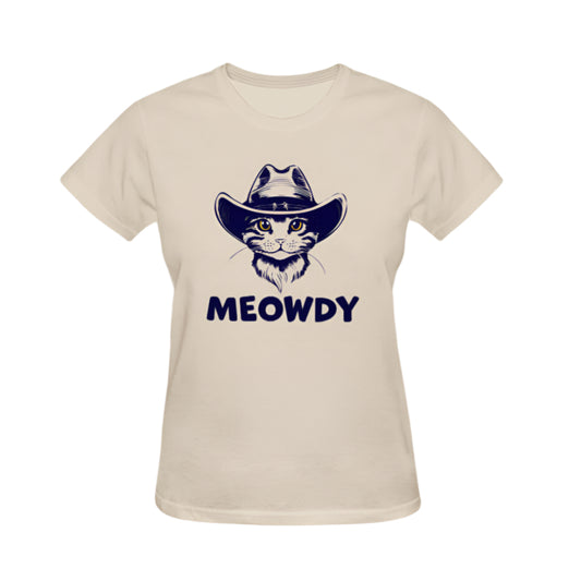 Meowdy Cute Cat Graphic Tee - Beige