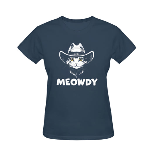 Meowdy Cute Cat Graphic Tee - Navy