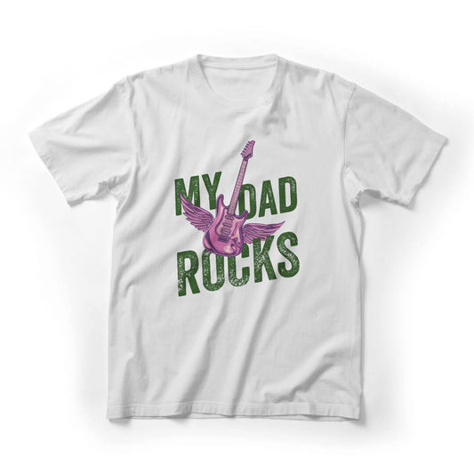 My Dad Rocks Father's Day Graphic Tee - White