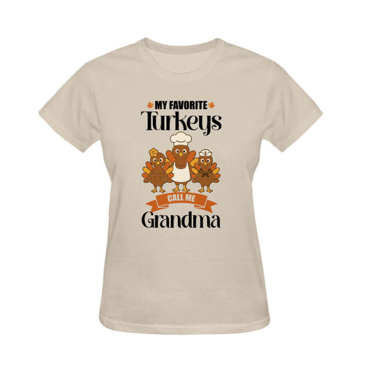 My Favorite Turkeys Call Me Grandma Graphic Tee - Beige