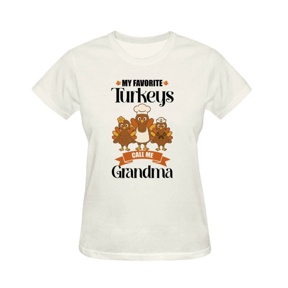 My Favorite Turkeys Call Me Grandma Graphic Tee - Cream