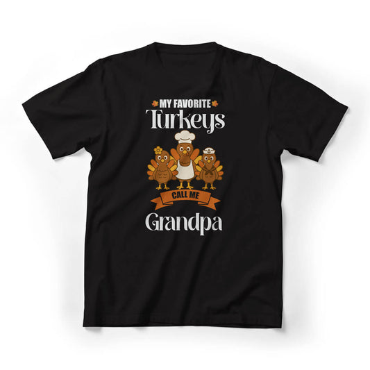 My Favorite Turkeys Call Me Grandpa Graphic Tee - Black