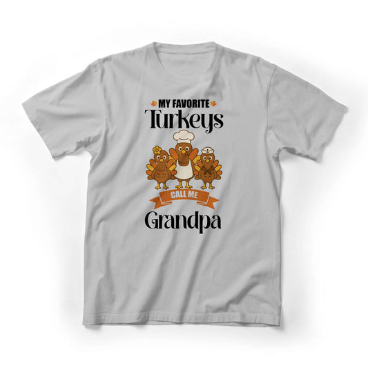 My Favorite Turkeys Call Me Grandpa Graphic Tee - Light Grey