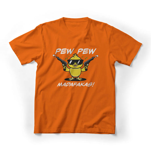 Pew Pew Madafakas Graphic Tee - men - orange