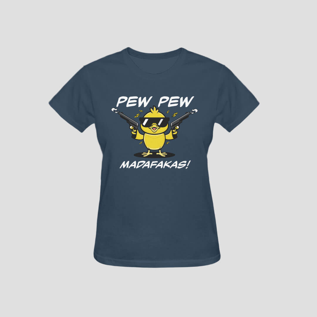 Pew Pew Madafakas Graphic Tee - women - navy