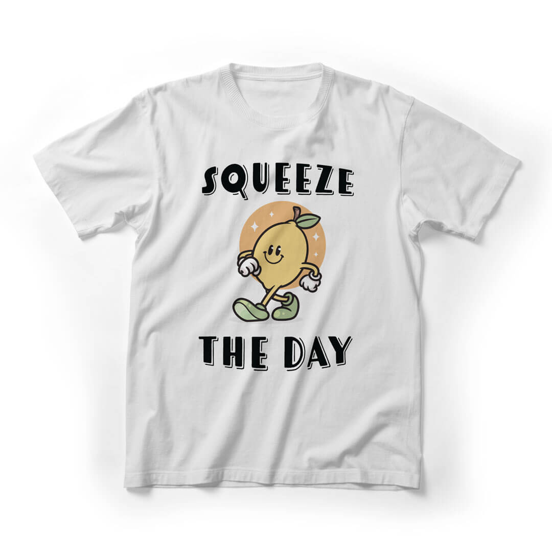 Squeeze The Day Cute Graphic Tee - White
