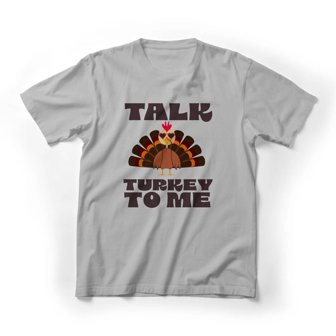 Talk Turkey To Me Thanksgiving Graphic Tee - lightgrey