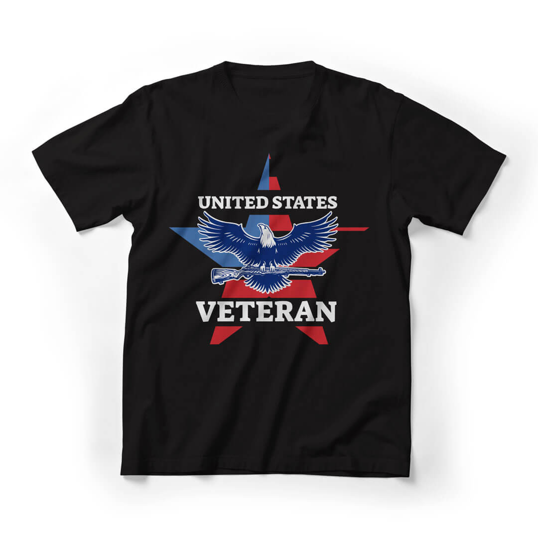 USA Veteran Memorial Day Graphic Tee - Black