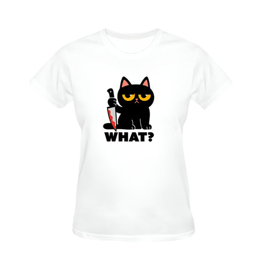 What? Cute Cat Graphic Tee - White